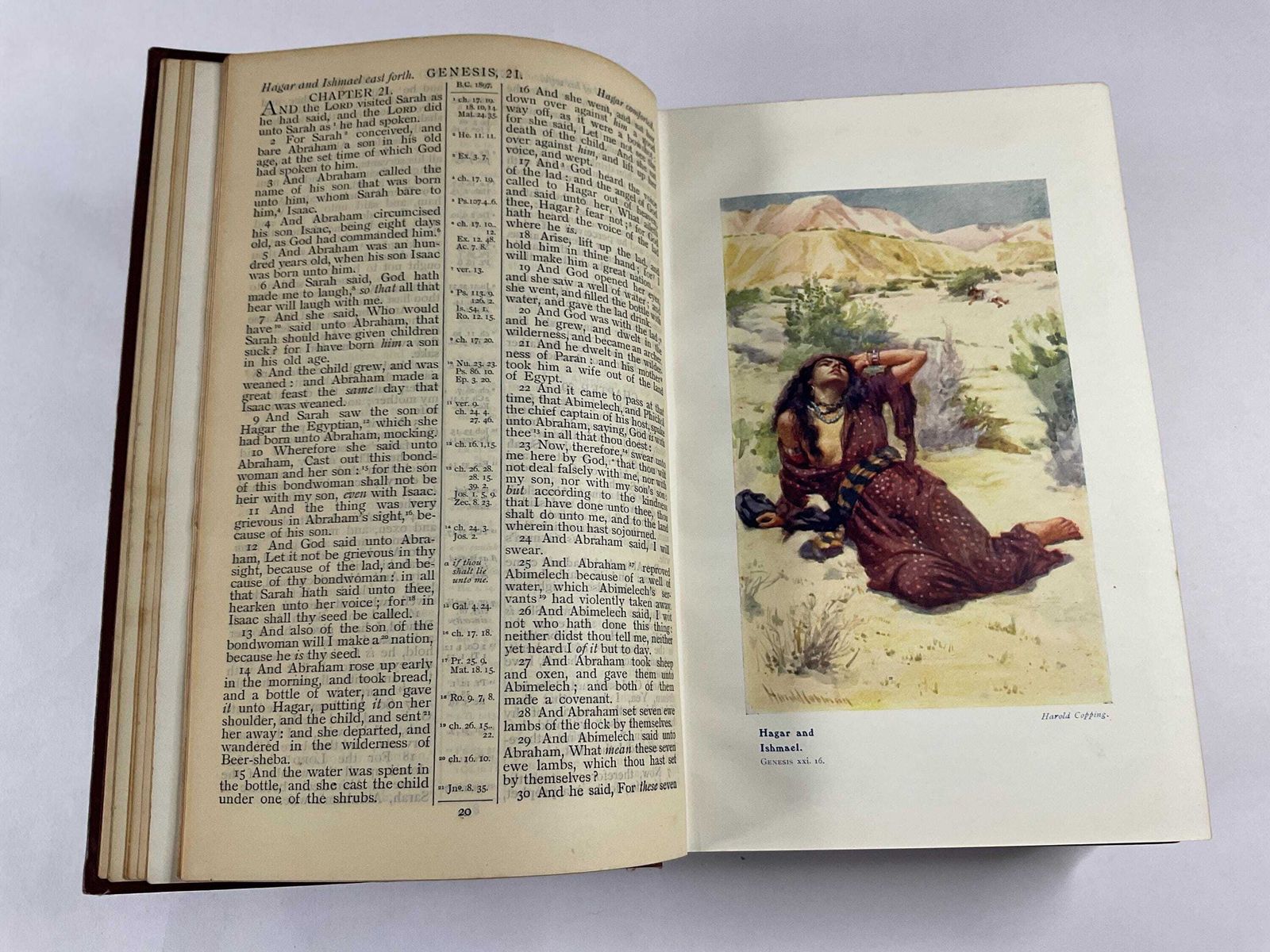 The Harold Copping Illustrated Bible – Religious Tract Society – Full Gilt Leather – C.1915 photo vintage