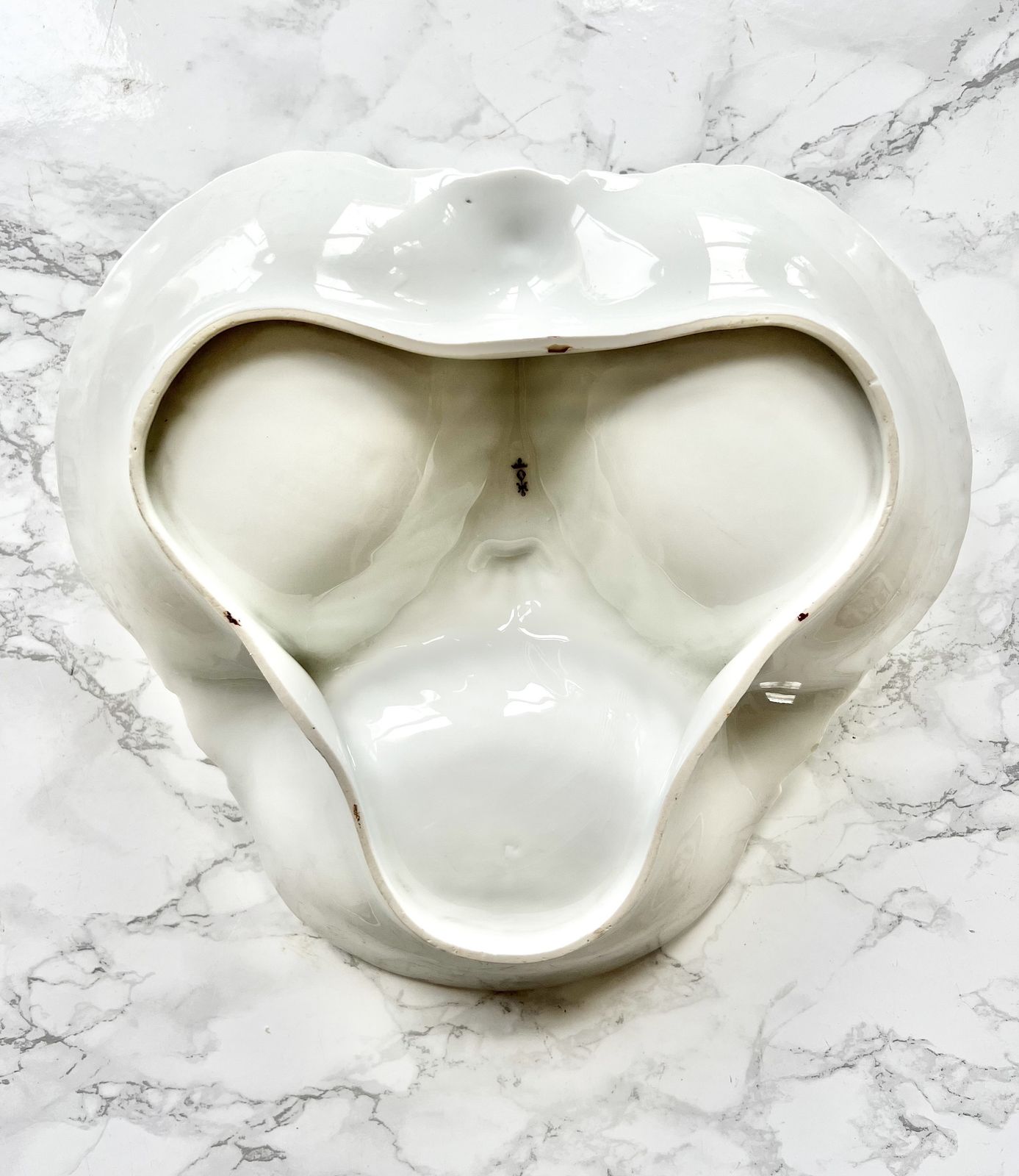 Compartmented French White Porcelain Scallop Decoration Lion Paw 1830 Hand Molded Ironstone Beggar Jewelry Display Nibble Bonbon Dish photo buy