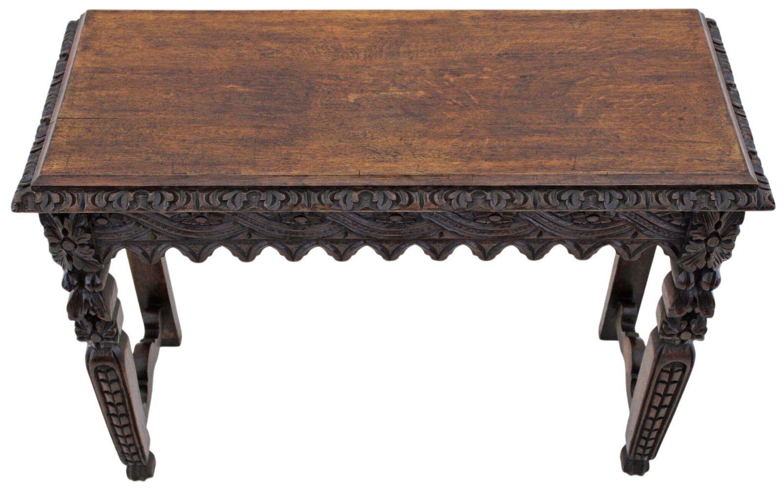 Antique 19th Century Victorian Heavily Carved Oak Side Writing Desk Table photo buy