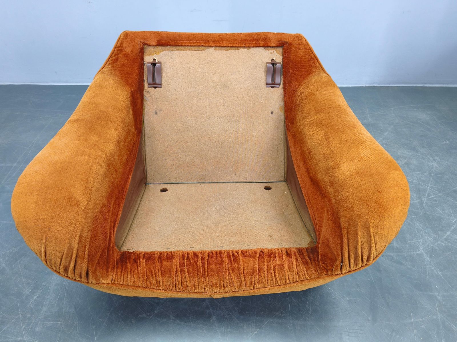 Furniture Pair Of Italian Space Age Lounge Chairs, Orange Upholstery, 1970s photo