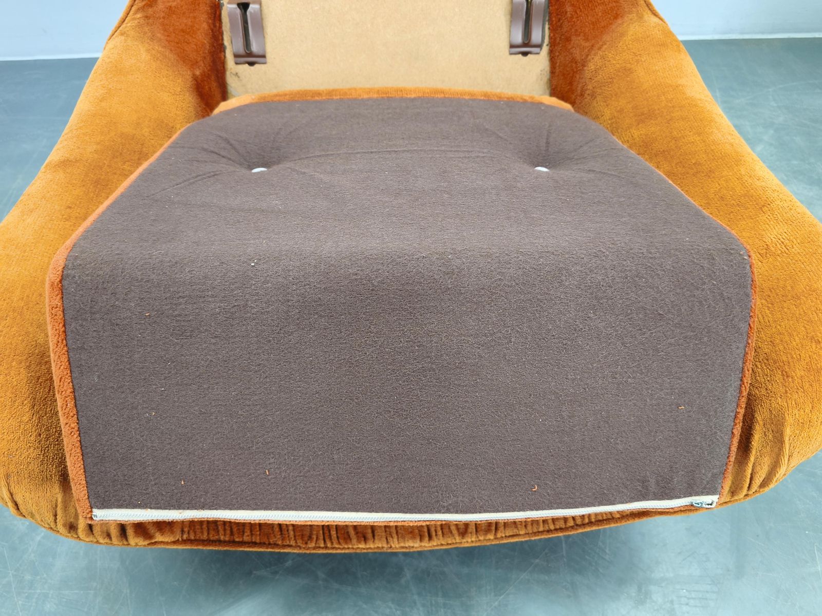 2013.0 Pair Of Italian Space Age Lounge Chairs, Orange Upholstery, 1970s photo