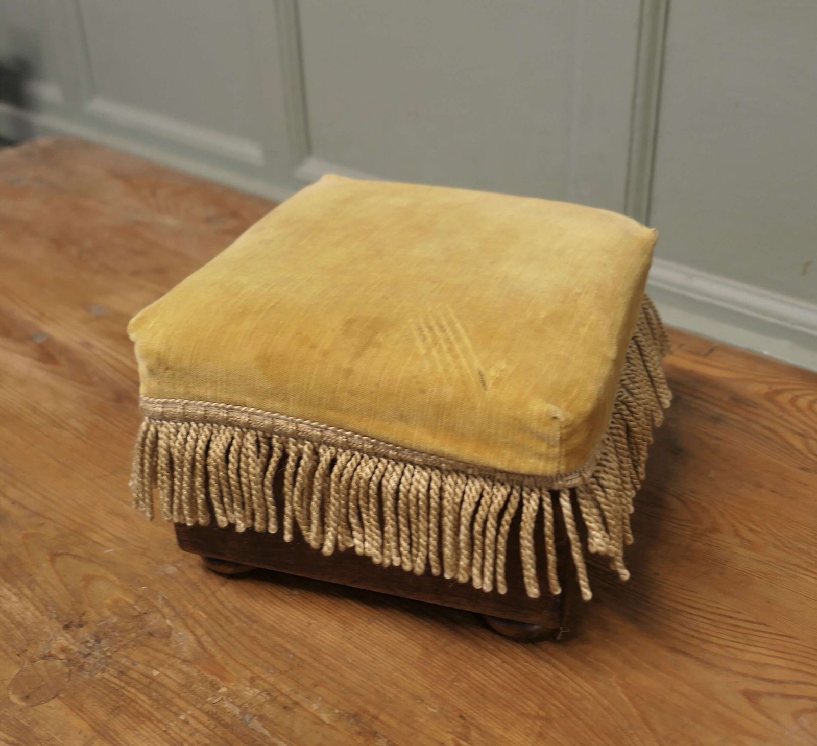 Victorian Mustard Velvet Foot Stool Or Bed Step A Lovely Piece photo Furniture