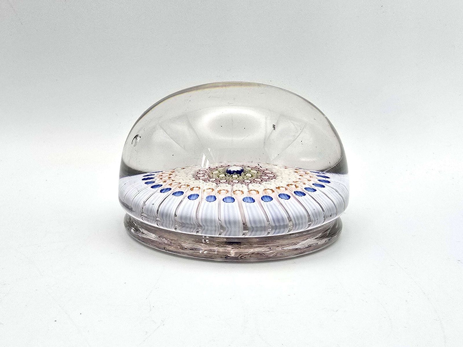 Antique Millefiori English Footed Paperweight C. 1910, Rare With Uranium Glass Canes photo 135.0