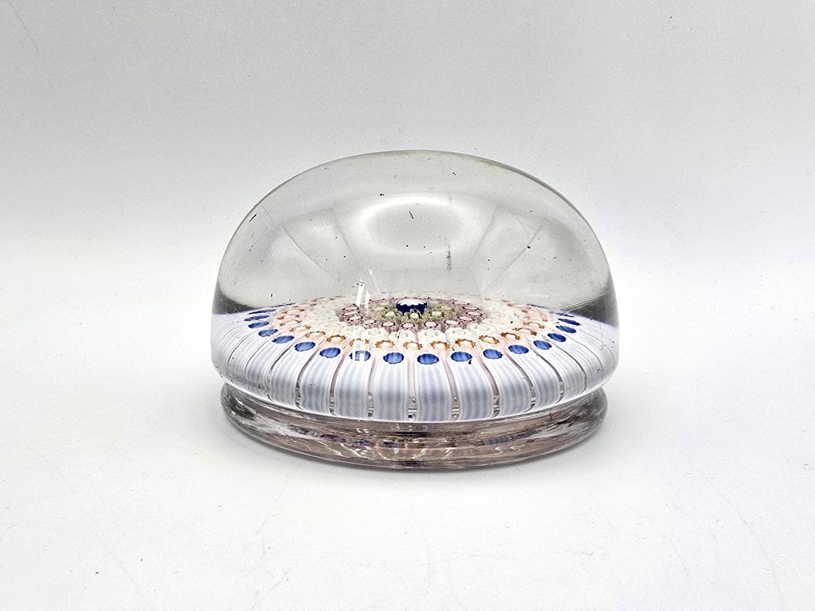 Antique Millefiori English Footed Paperweight C. 1910, Rare With Uranium Glass Canes photo vinterior