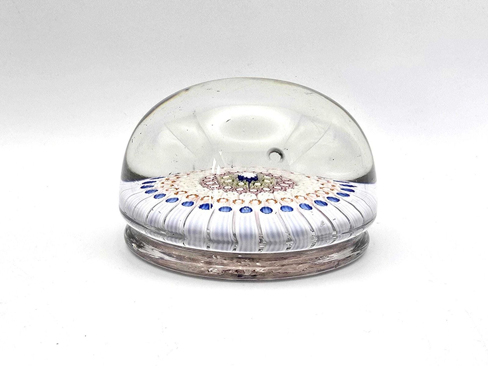 Antique Millefiori English Footed Paperweight C. 1910, Rare With Uranium Glass Canes photo vintage