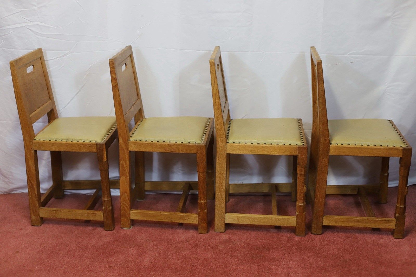 Rabbitman : Peter Heap (1945 2022) Lovely Set Of Five English Oak Dining Chairs photo vinterior
