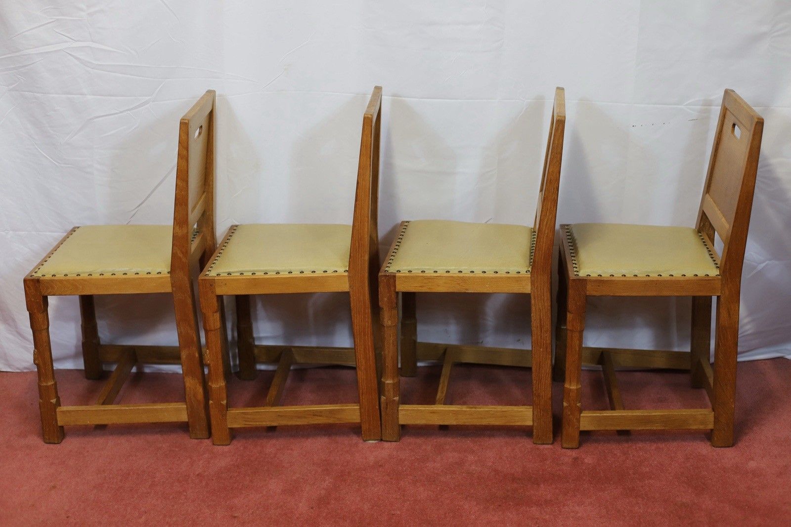 Rabbitman : Peter Heap (1945 2022) Lovely Set Of Five English Oak Dining Chairs photo vintage