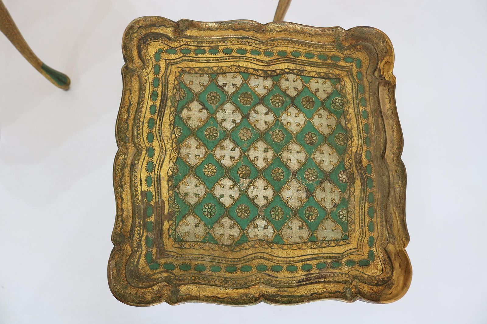 Furniture Vintage Italian Florentine Nesting Tables, Gilded Wood, Hand Painted, 1960s photo