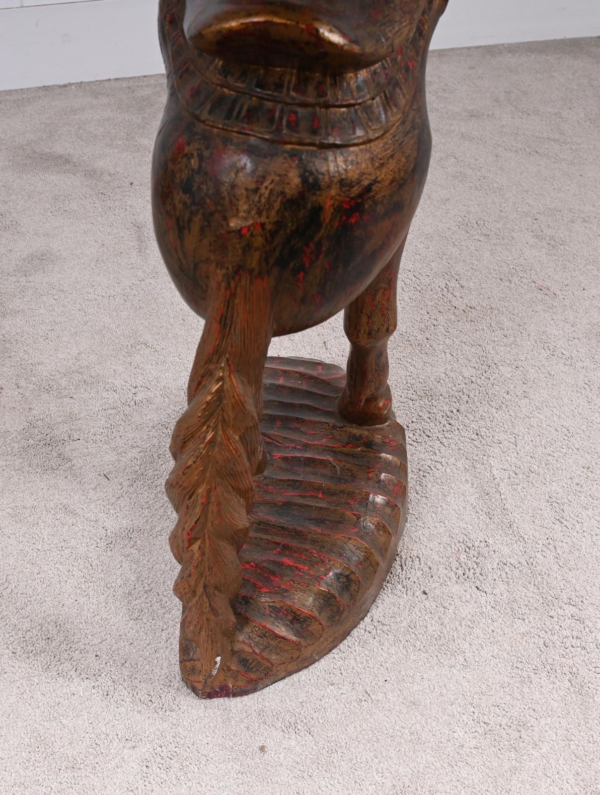 Italian Florentine Rearing Horse Statue Carved Pony 1920 photo vintage