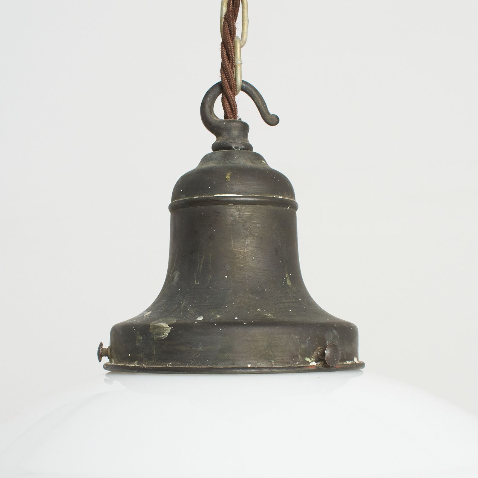 Antique Church Opaline Glass Pendant Light – Ak photo for sale