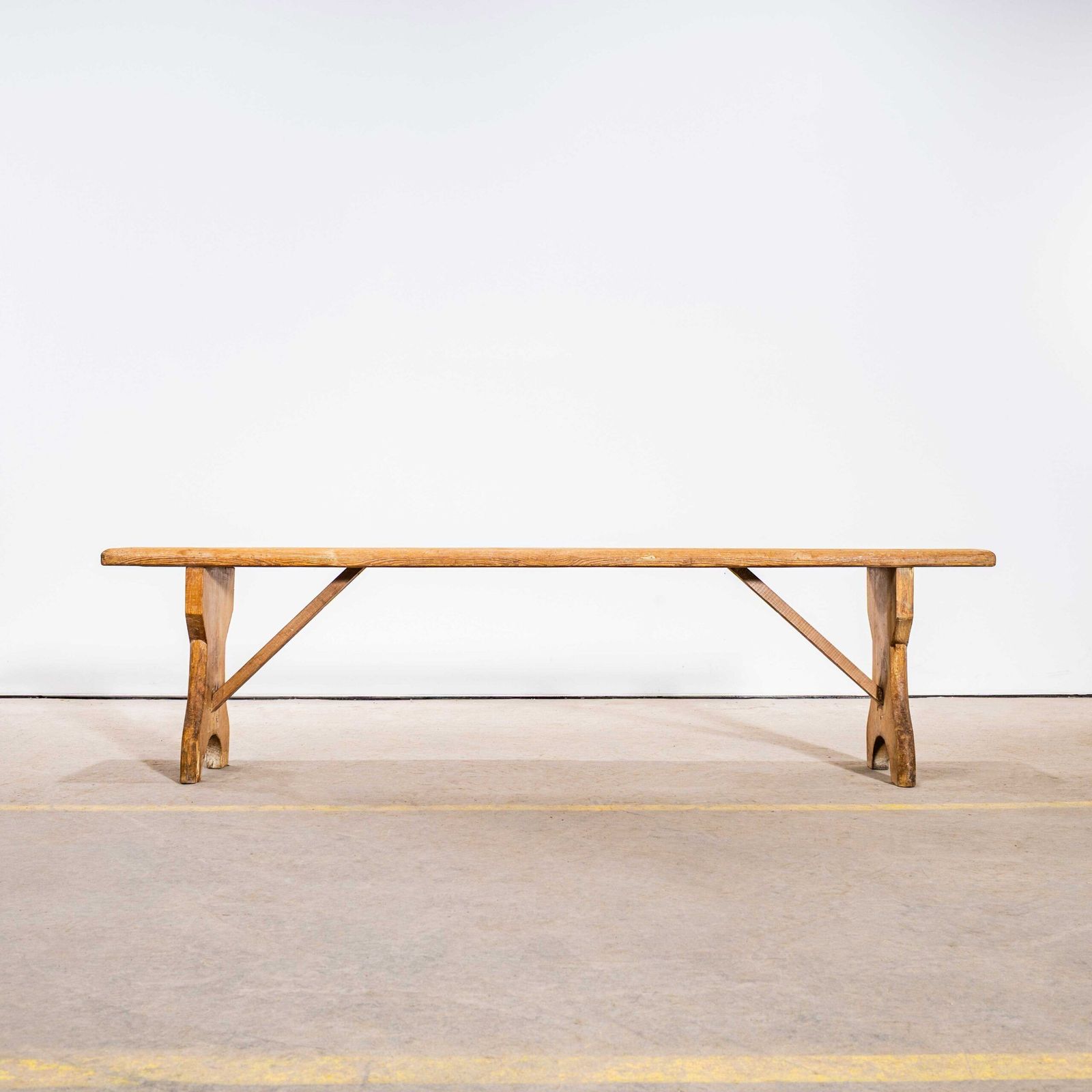 1890’s Pitch Pine Weathered French Bench photo for sale