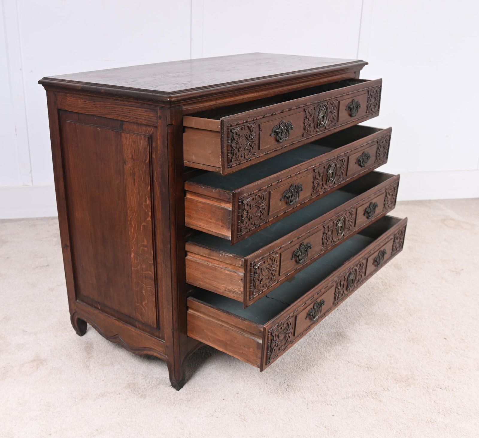 French Provincial Normandy Commode 1780 Oak Chest Drawers photo vintage