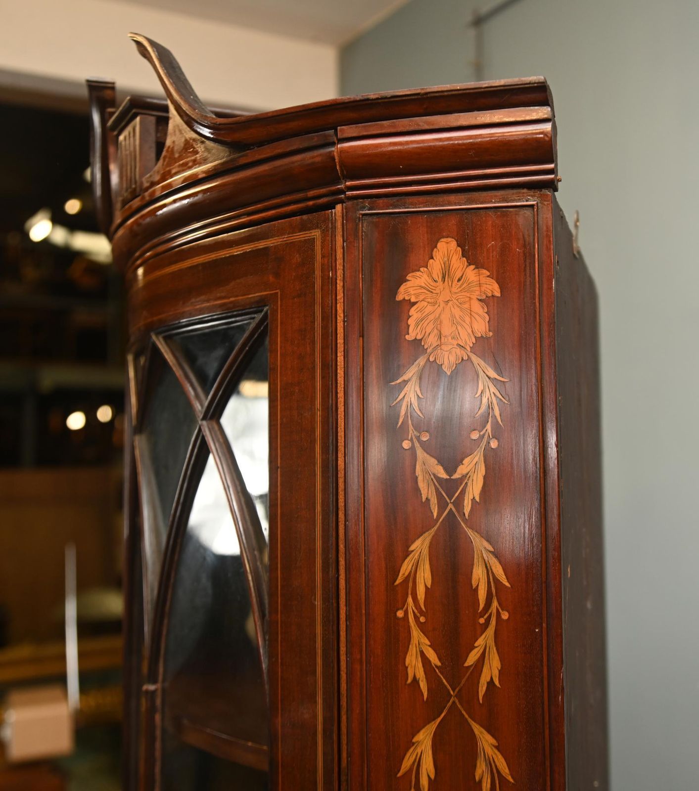 Edwardian Inlaid Mahogany Corner Display Cabinet 1910 photo 1400.0