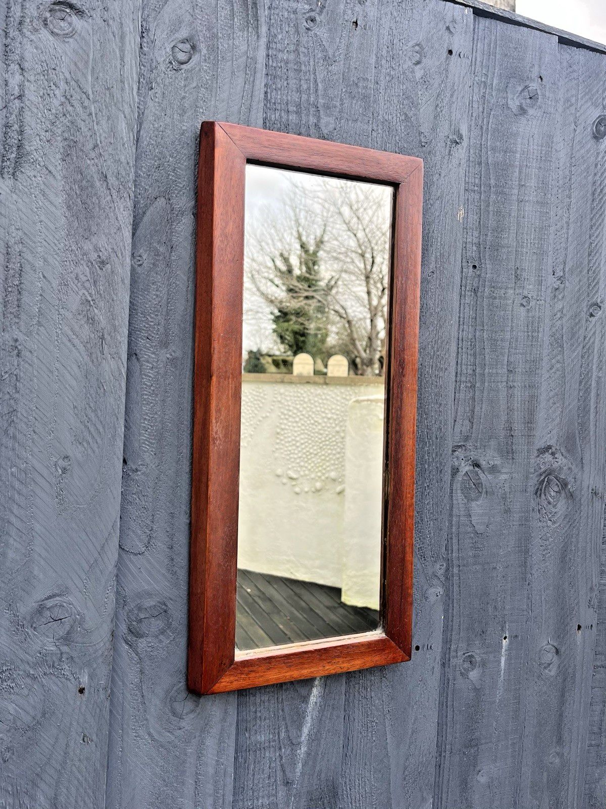 Mid Century Danish Teak Wall Mirror 60's Scandi Minimalist Vintage 1960's Mcm photo furniture