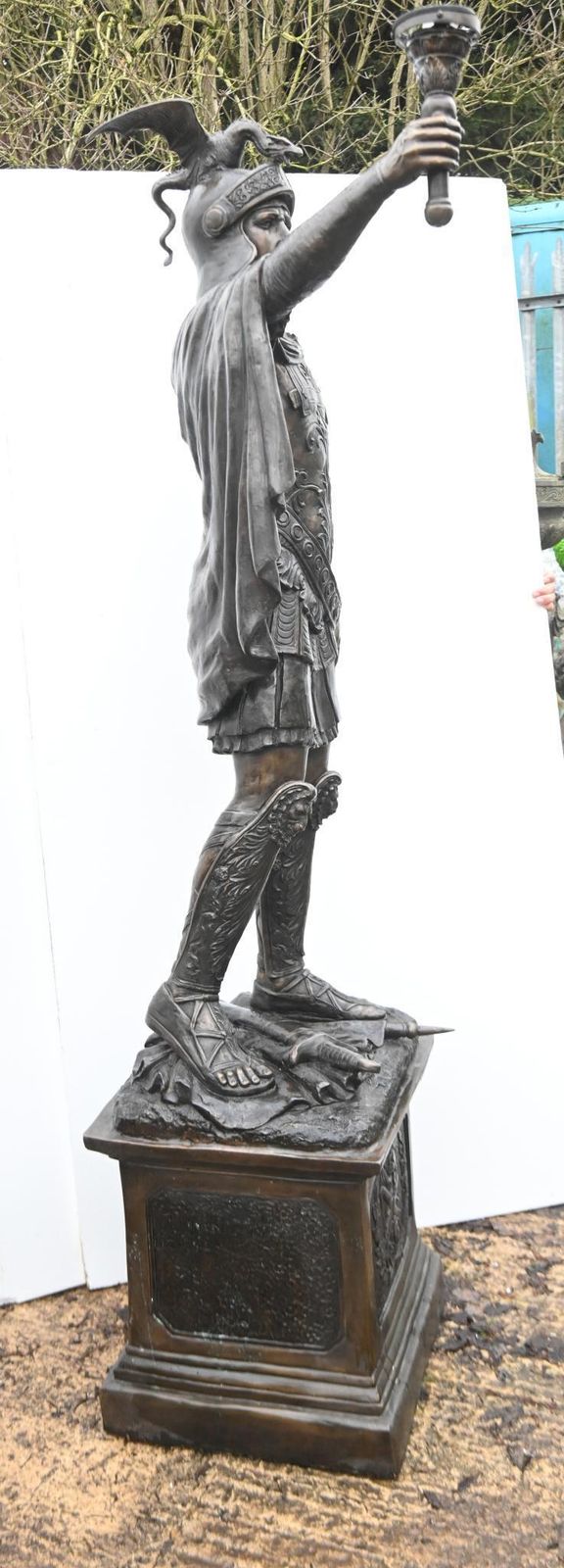 Garden Lighting Xl Bronze Roman Gladiator Statues Lamps Figures 8 Ft 246 Cm Security Guards photo