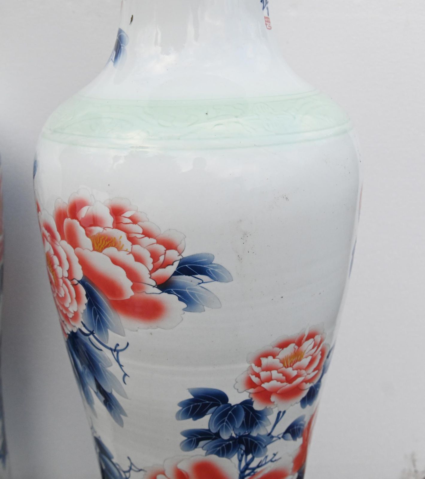 Pair Chinese Kangxi Style Porcelain Vases Temple Urns 5 Ft 143 Cm photo buy