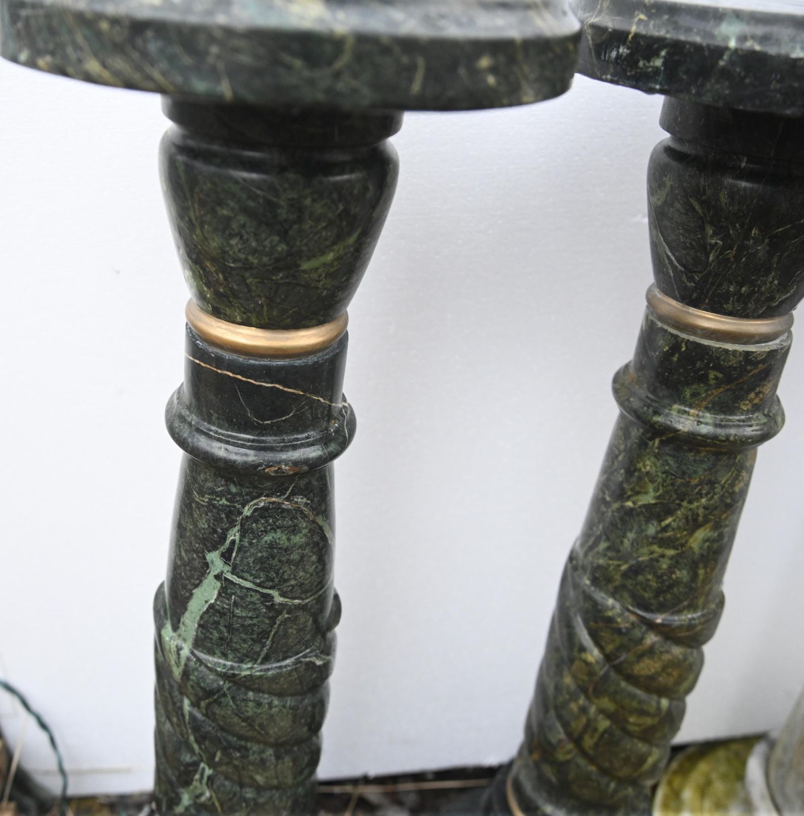 Pair Italian Marble Pedestal Stand Columns Classical photo vintage