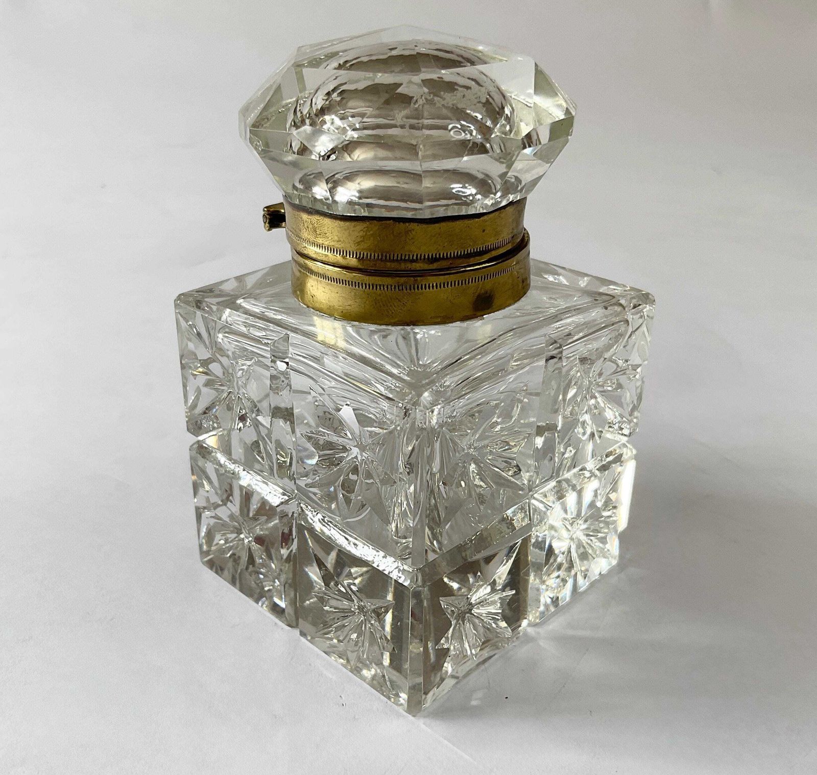 Edwardian Brass & Cut Glass Desk Inkwell – C.1905 photo furniture