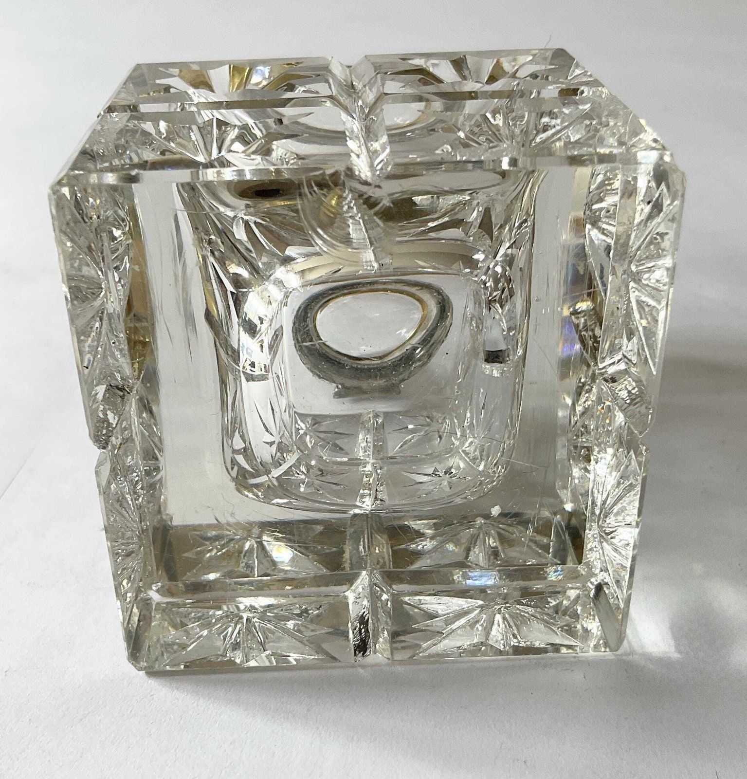 photo for sale Edwardian Brass & Cut Glass Desk Inkwell – C.1905