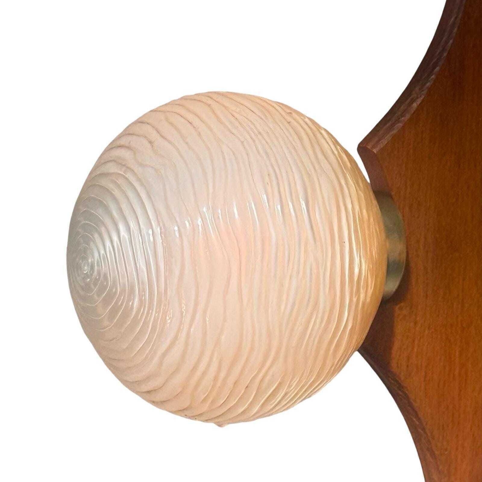 Hanging Pendant   Model Sputnik   Wooden Base, Brass Details And Three Glass Domes   Mcm / Space Age Design photo 330.0