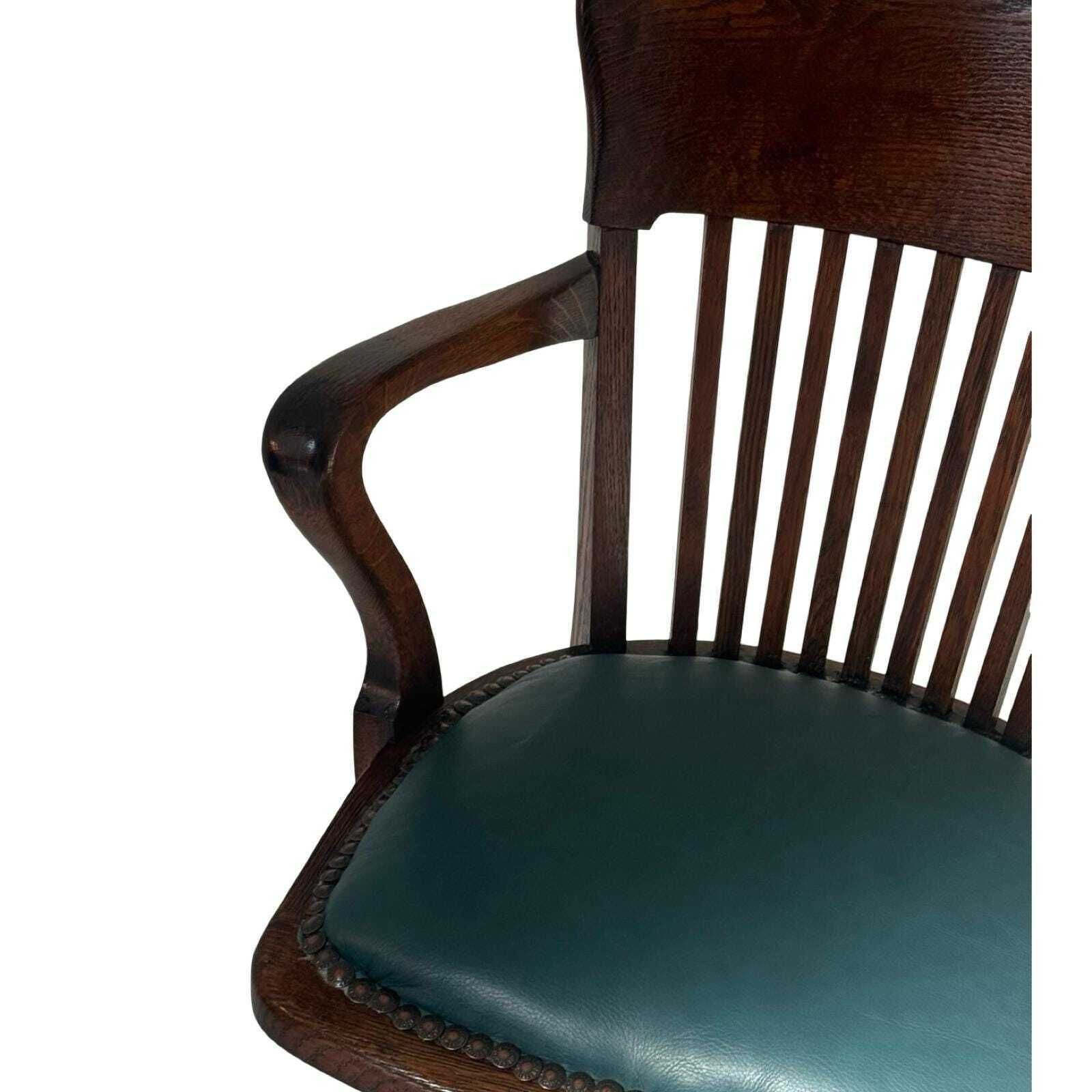 Bent Wood Captains Chair   Mounted On A Swiveling Base   Green Seat, Cast Iron Base photo furniture