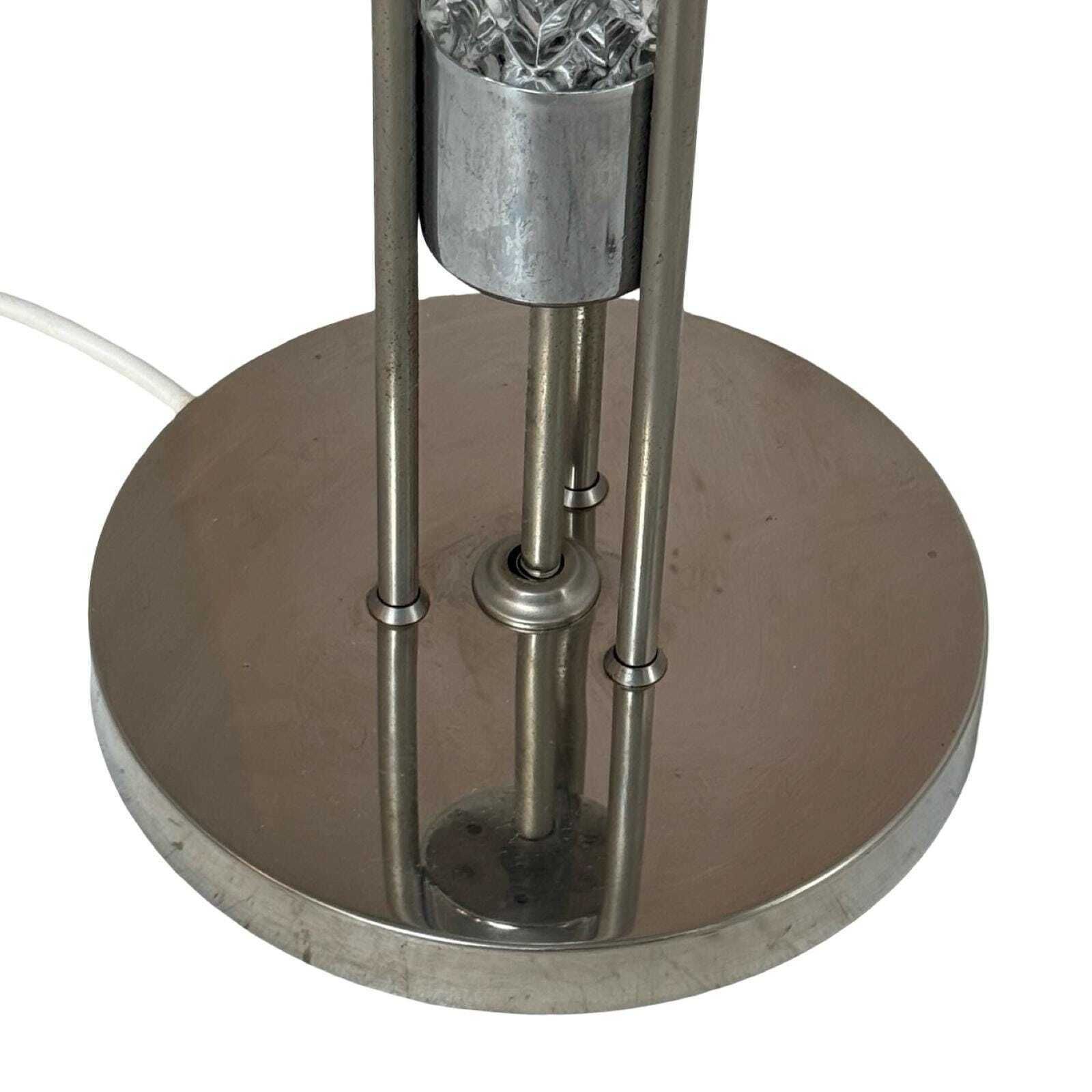 Richard Essig   Floor Lamp   Space Age Design   Crystal Glass, Chrome And Fabric Covered Shade photo vinterior