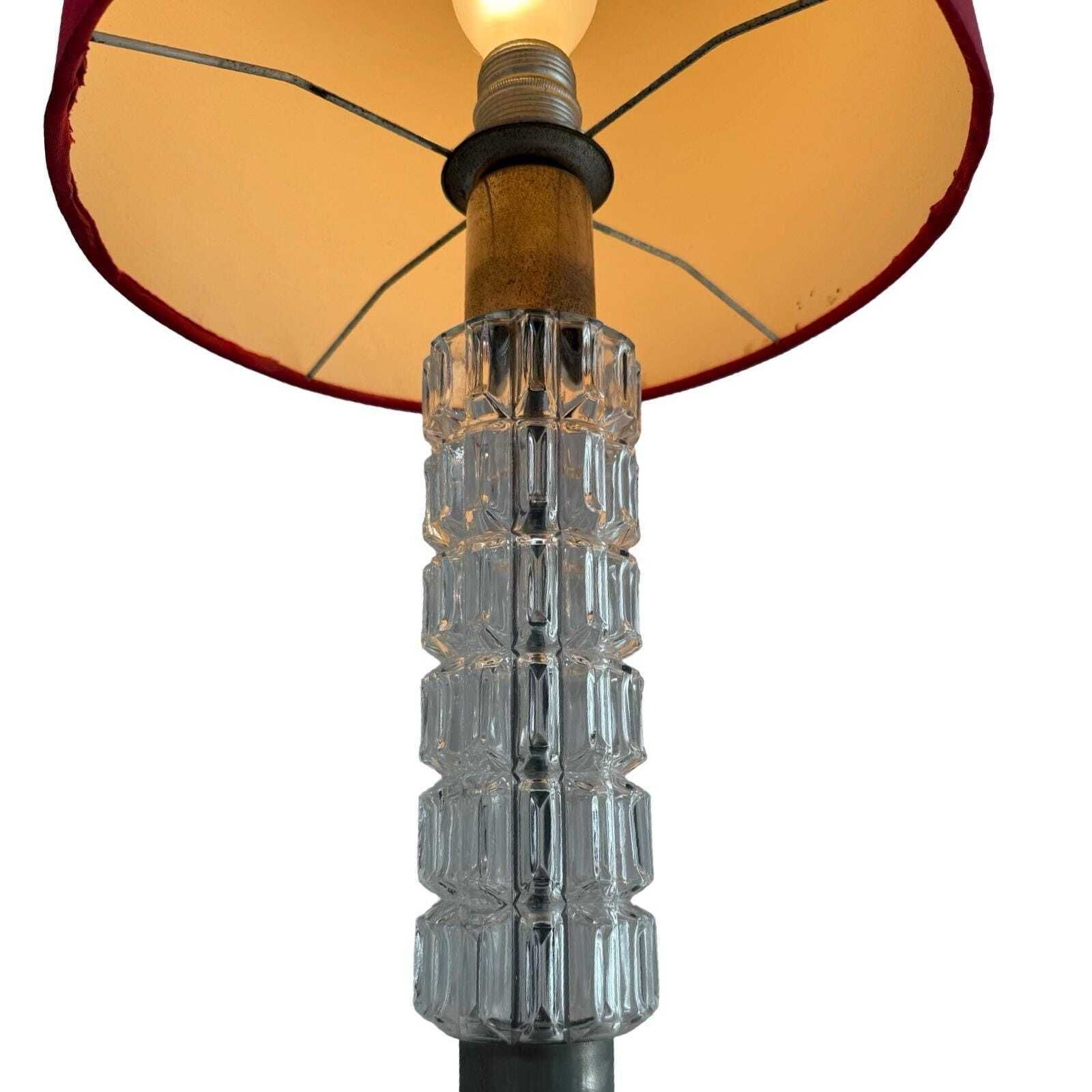 Richard Essig   Floor Lamp   Space Age Design   Crystal Glass, Chrome And Fabric Covered Shade photo vinterior