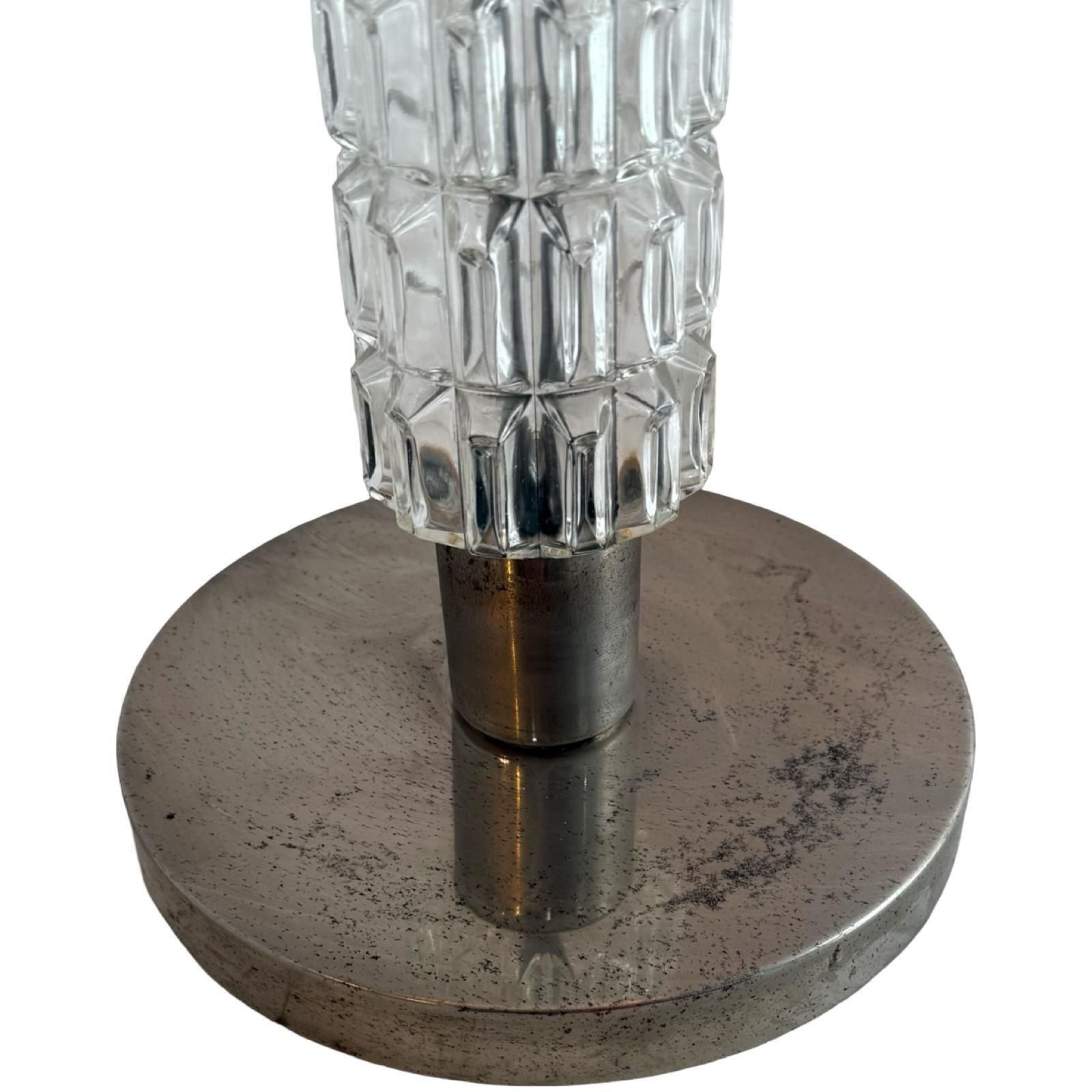 Richard Essig   Floor Lamp   Space Age Design   Crystal Glass, Chrome And Fabric Covered Shade photo buy