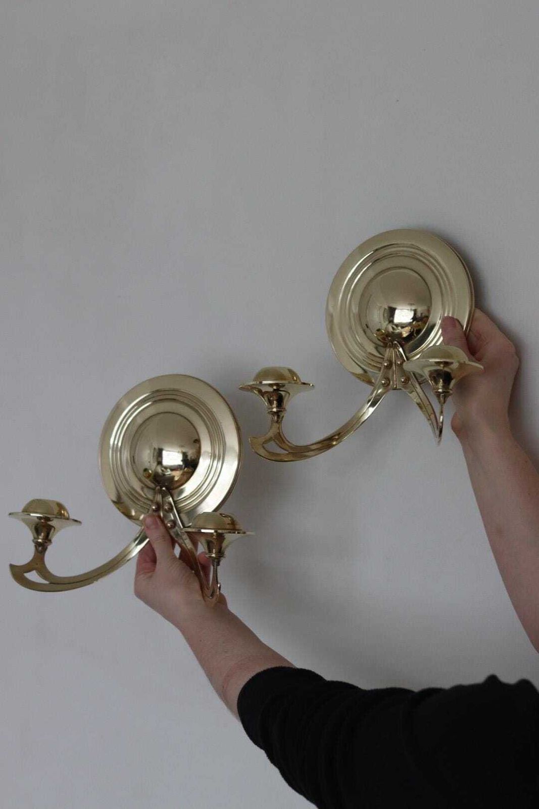 Pair Of Mid Century Swedish Brass Sconces photo Home Decor