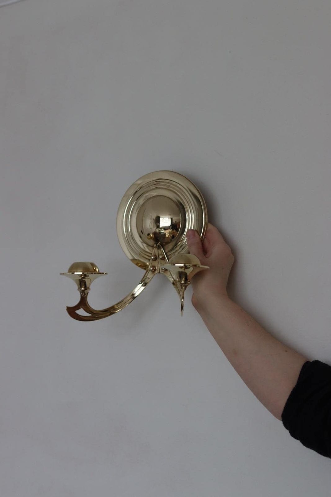 Pair Of Mid Century Swedish Brass Sconces photo vintage