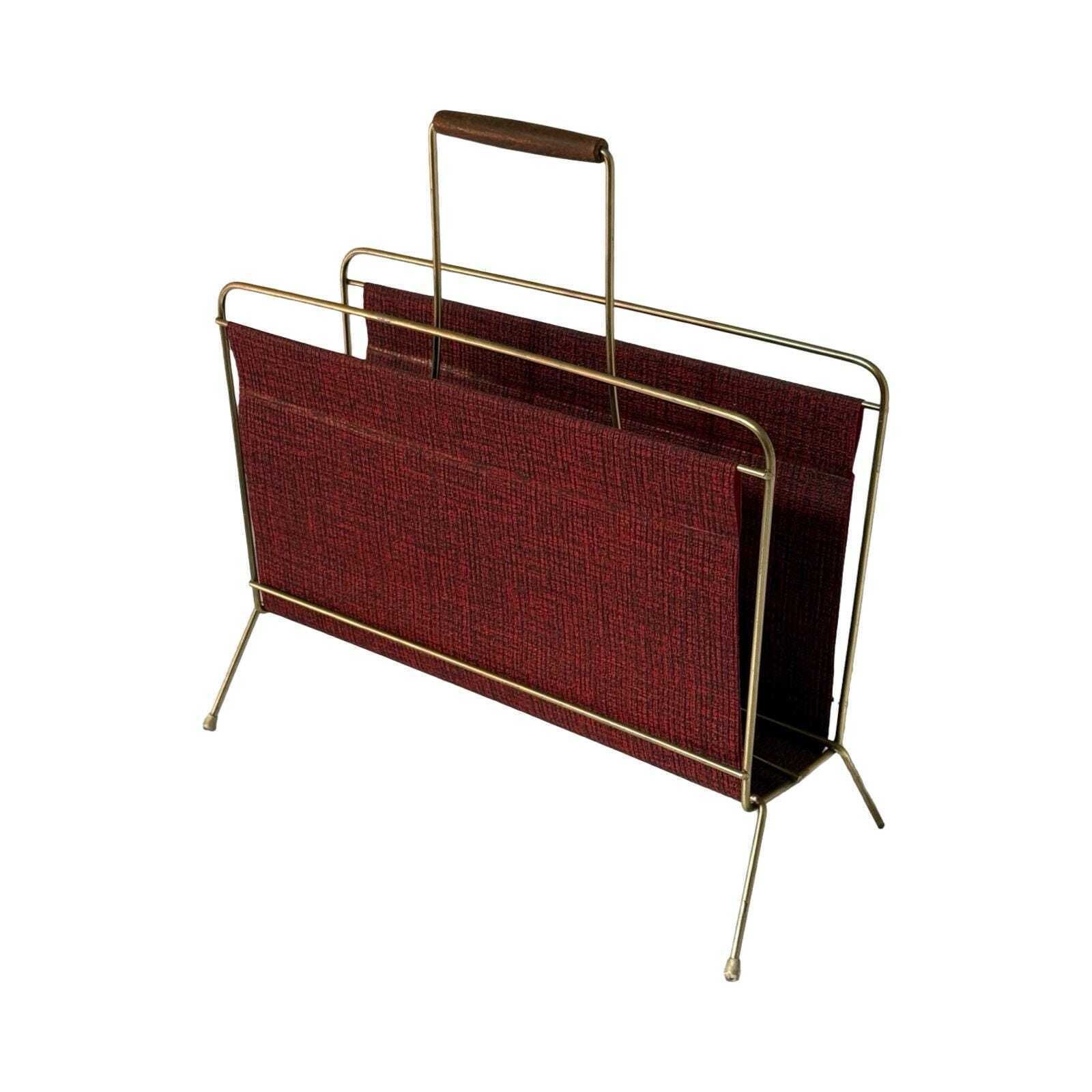 Atomic Age / Mcm   Newspaper Basket / Magazine Rack   Brass   Ca. 1960's photo vinterior