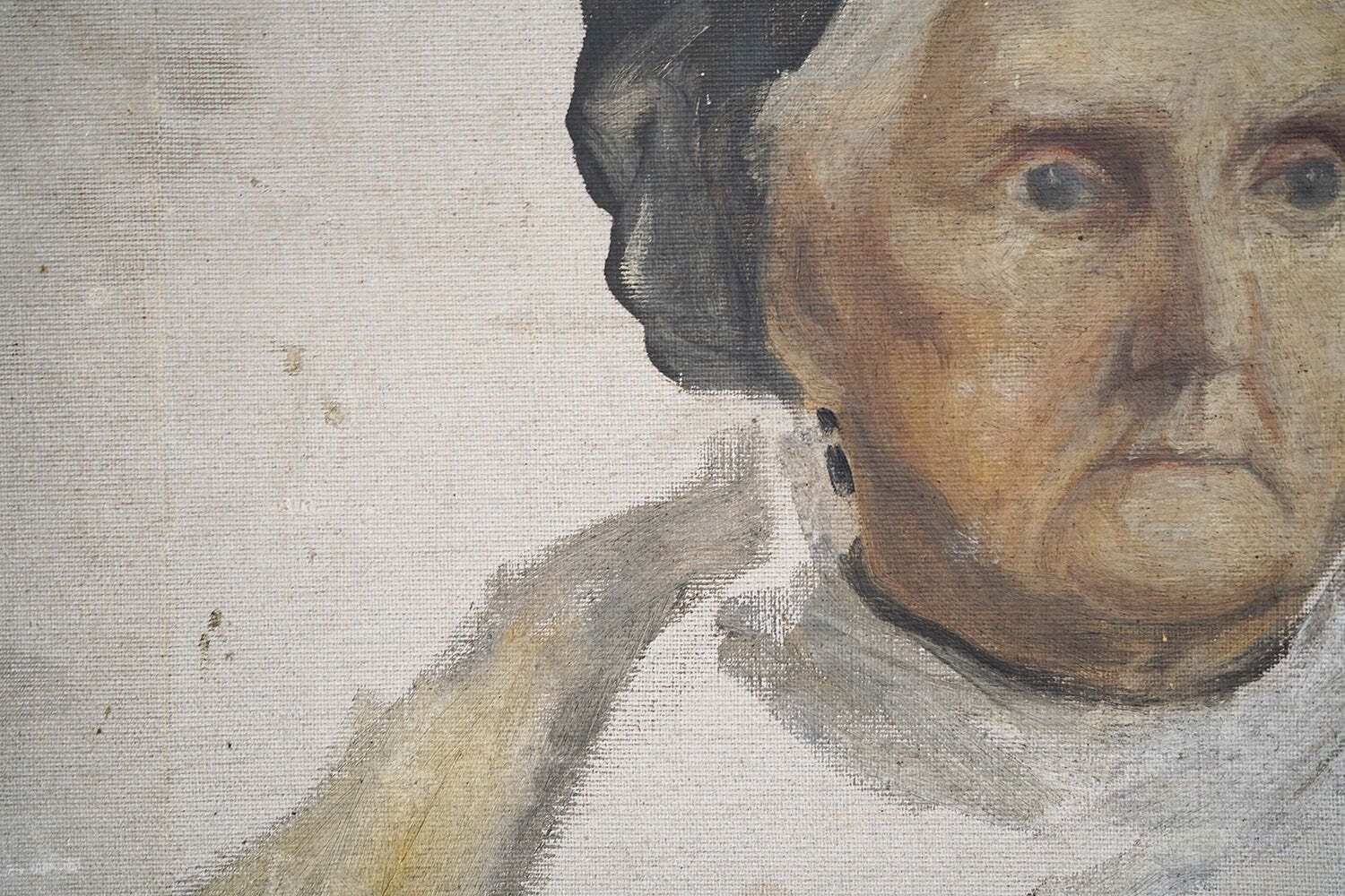 photo for sale A Late Victorian Unfinished Oil On Canvas Portrait Of An Elderly Lady C.1880
