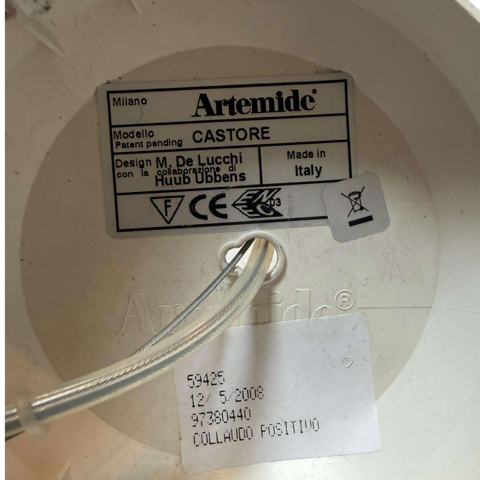 photo furniture Michele De Lucchi   Artemide   Pendant Lamp Model 'Castore'   25øcm   Fully Original, Marked, Including Original Canopy