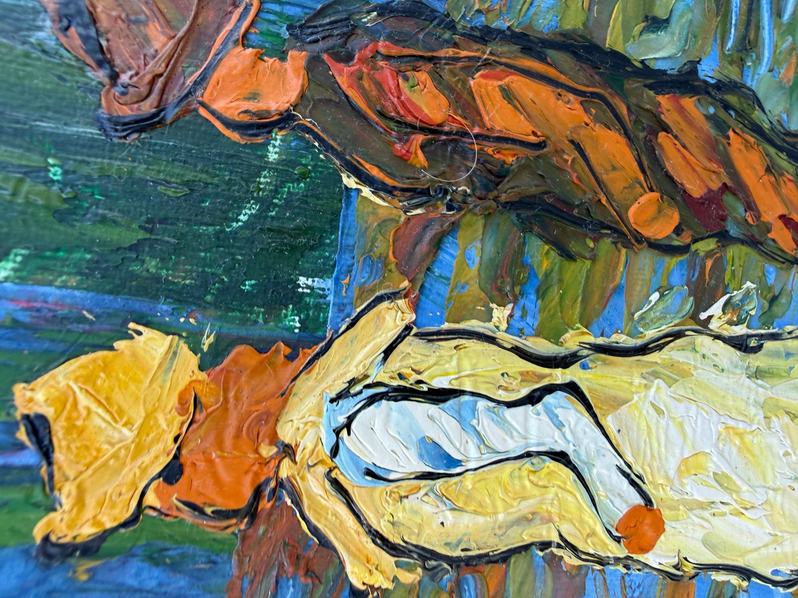 Large Post Impressionist Night Café Terrace Scene Oil Painting After Van Gogh photo furniture