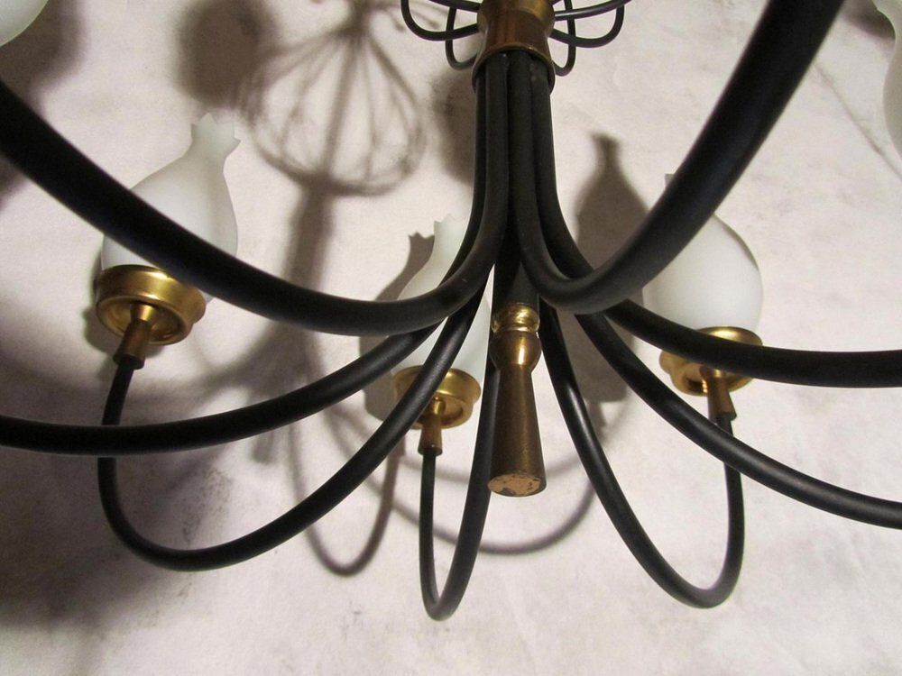 Vintage Chandeliers By Angelo Lelii For Arredoluce, Italy, 1950, Set Of 2 photo vintage