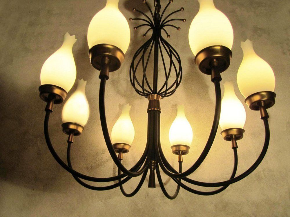 photo vintage Vintage Chandeliers By Angelo Lelii For Arredoluce, Italy, 1950, Set Of 2