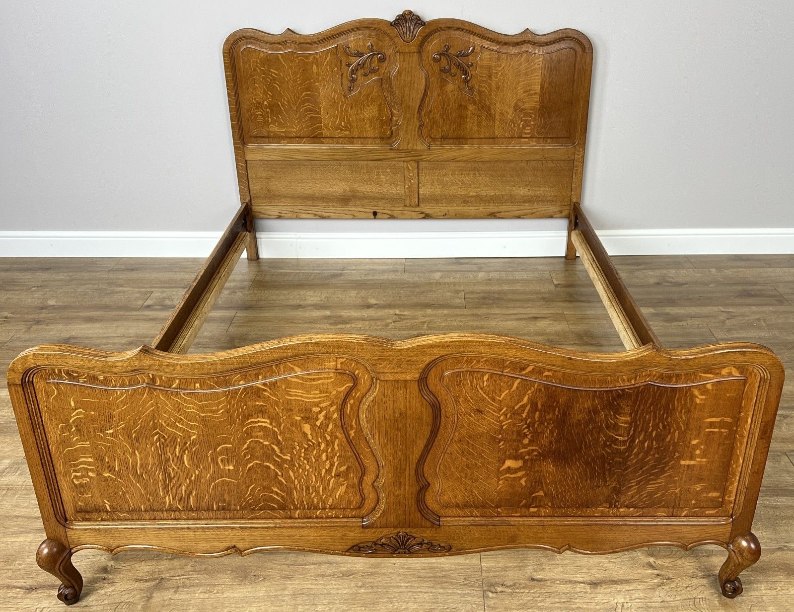 Bed Vintage French Louis XVI Double Bed Frame Oak Carved Headboard Lot 4913