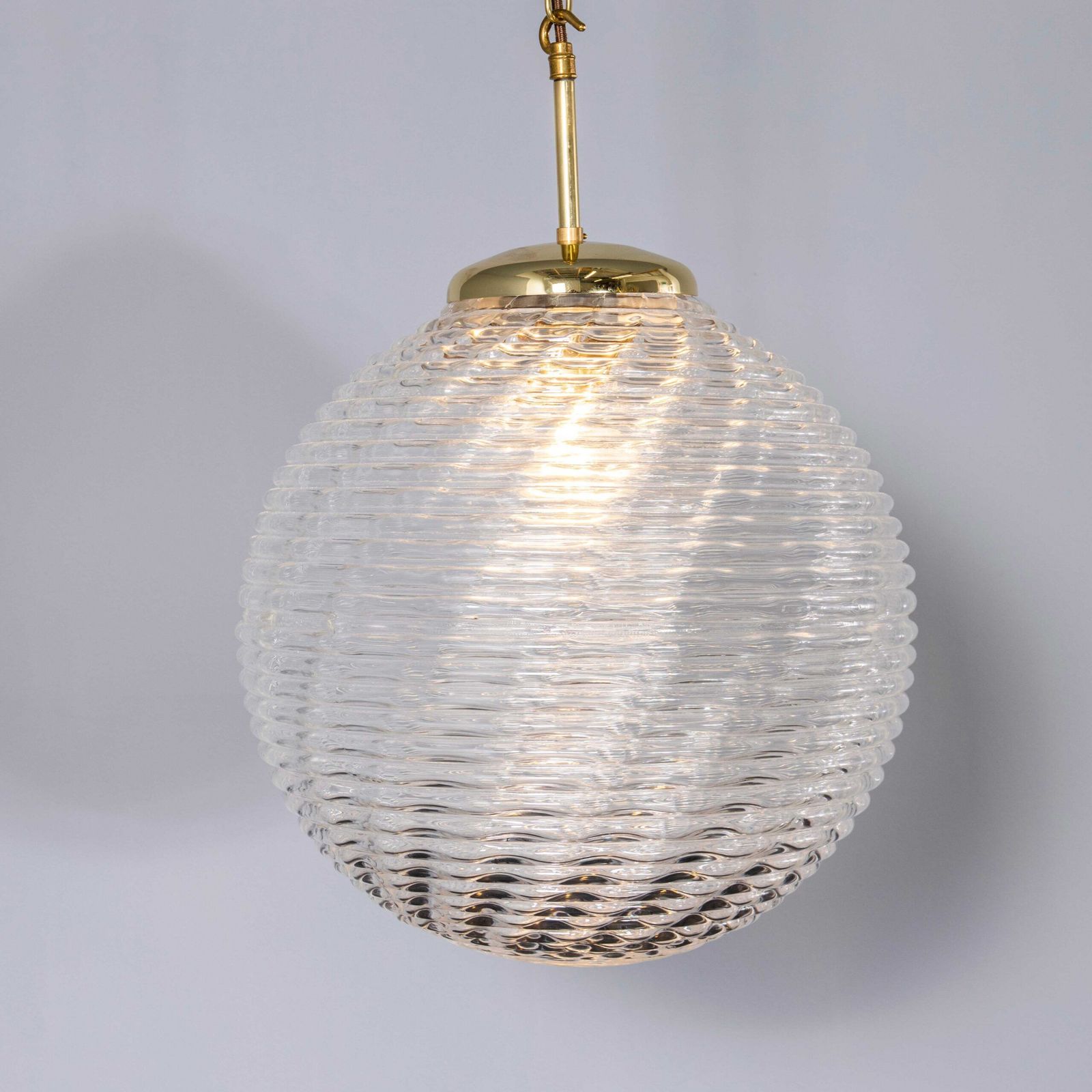 1950’s Original Large Crystal Wave Pendant Globe Lamps – 40cm photo Lighting
