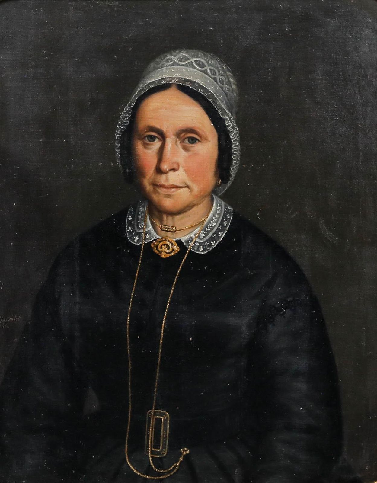 French School 1866 Oil Portrait Of Madame Naboulet photo for sale