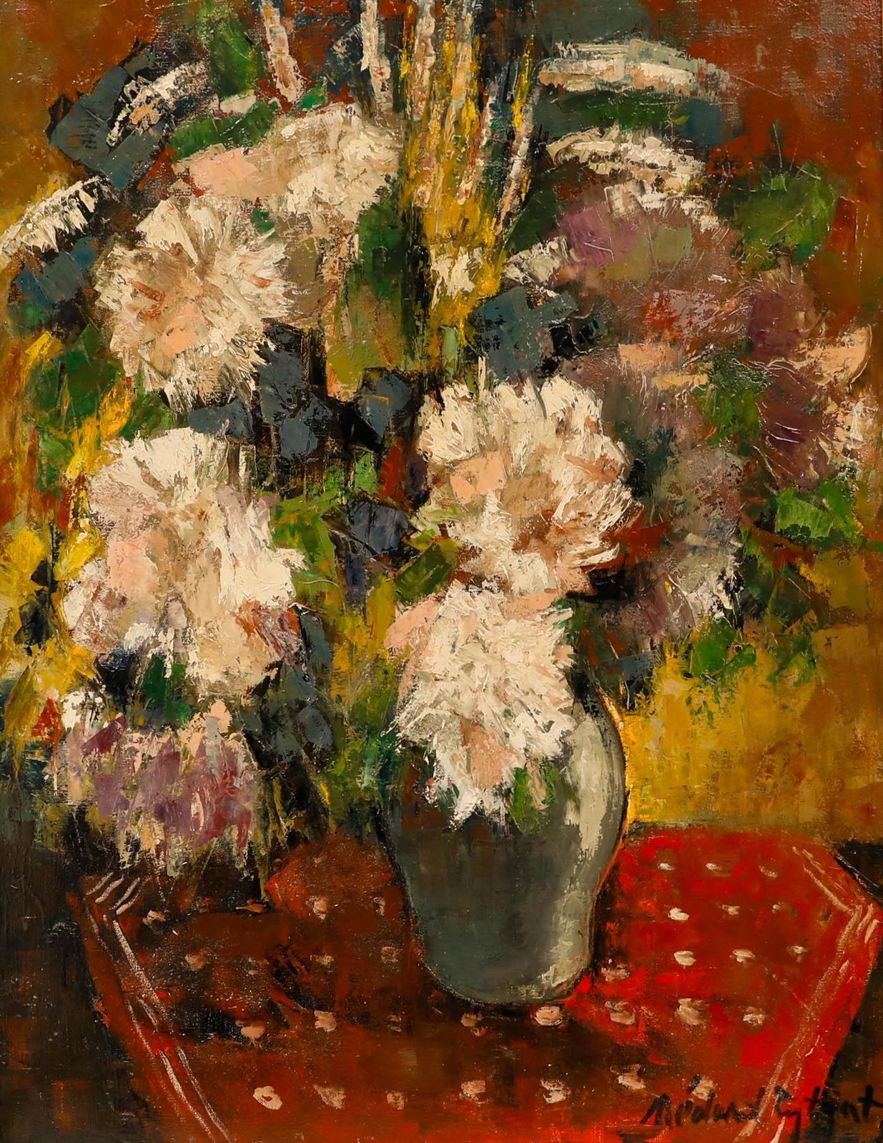 Médard Tytgat (1871 1948) 1987 Oil, A Vibrant Bloom photo furniture