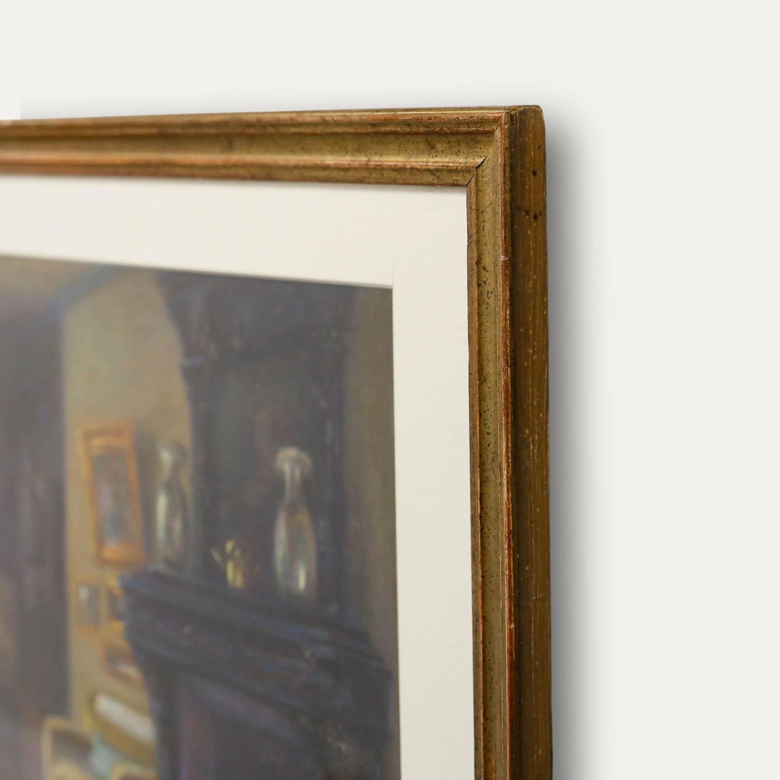T. Clesque Framed Mid 20th Century Pastel, The Artist's Living Room photo 225.0