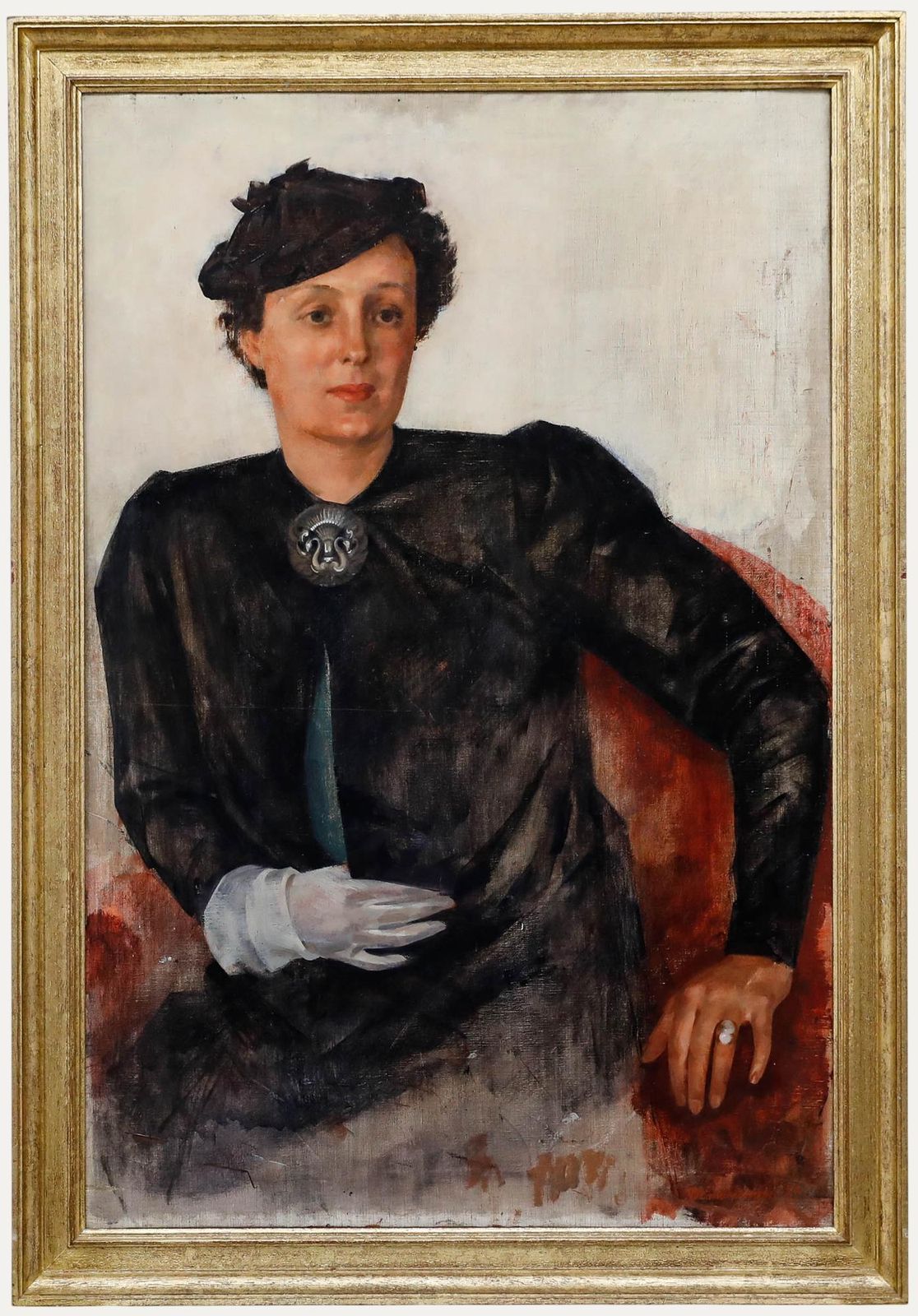 Robert Van Cauwenberghe (1905 1985) Framed Oil, Lady With The Silver Brooch