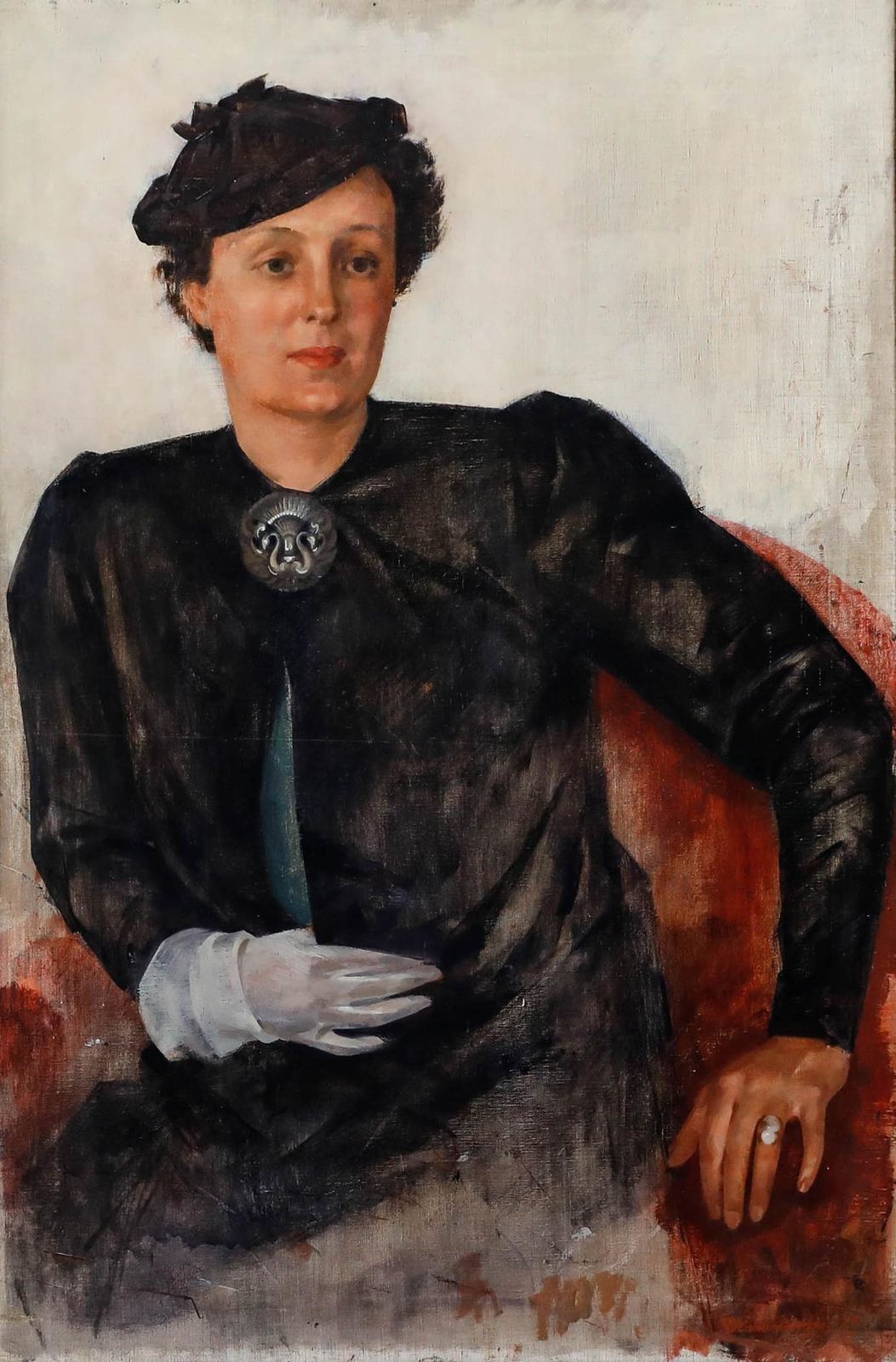 Robert Van Cauwenberghe (1905 1985) Framed Oil, Lady With The Silver Brooch photo furniture