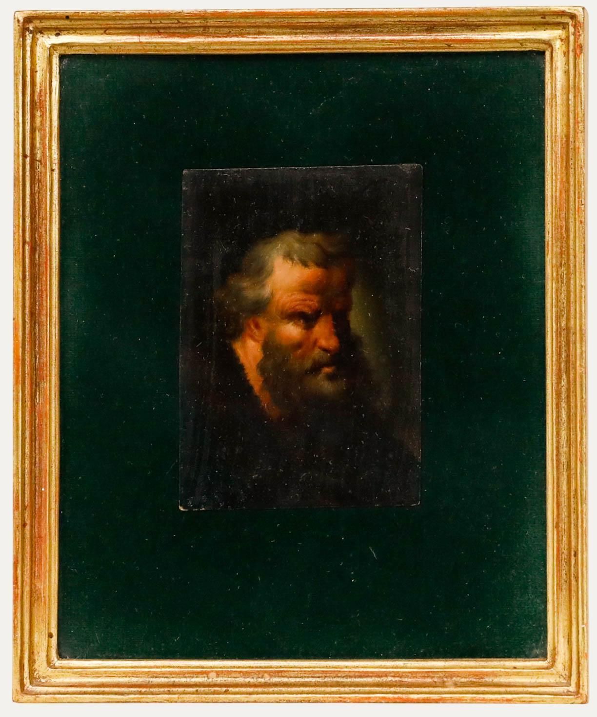 Miniature 19th Century Oil A Stern Man