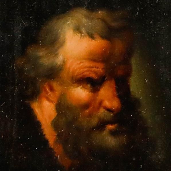 Miniature 19th Century Oil A Stern Man photo Art