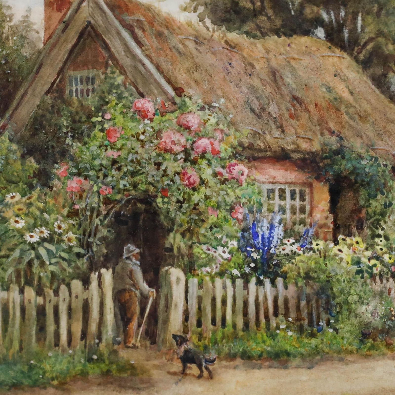Joshua Fisher (1859 1933) Early 20th Century Watercolour, Summer Cottage photo Art