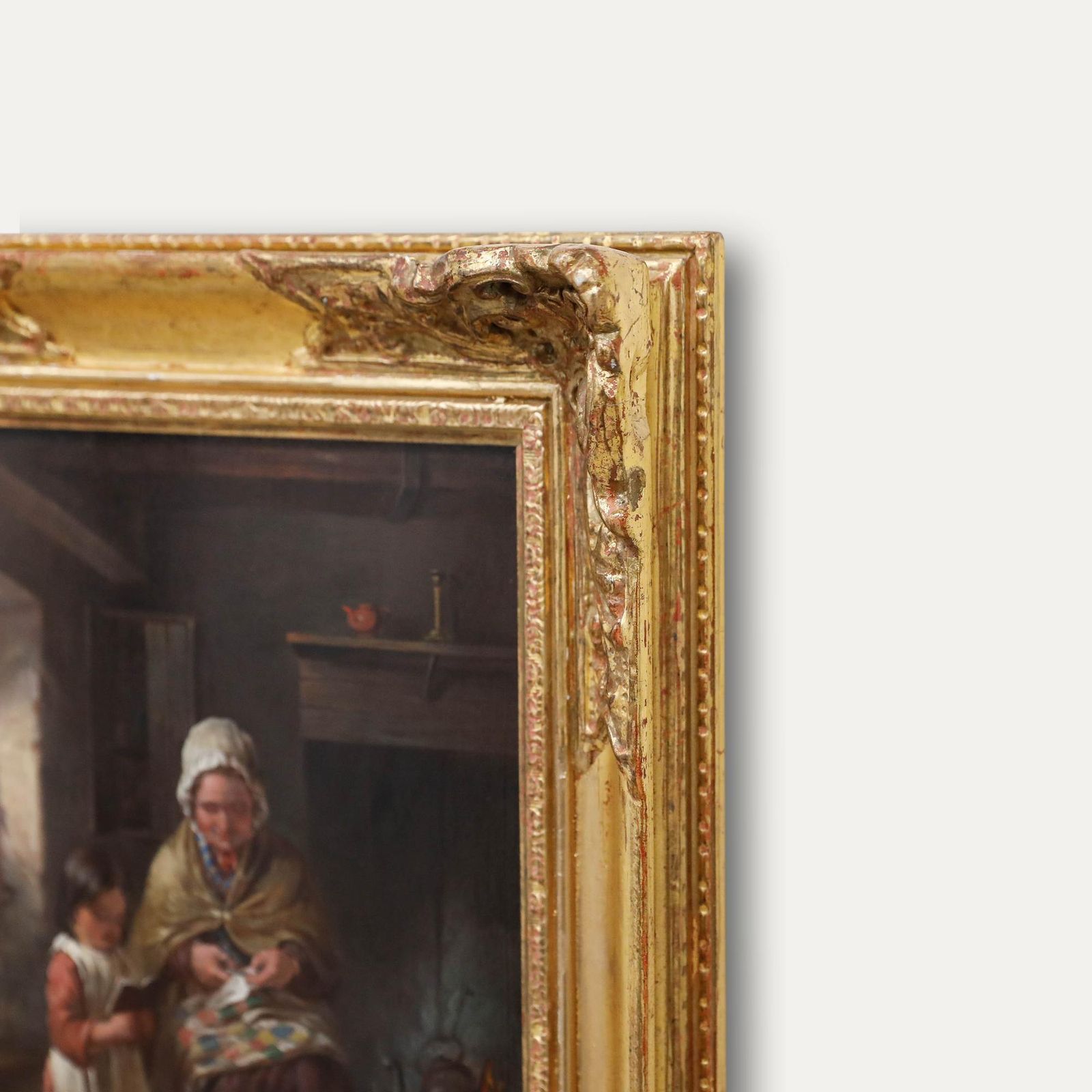 Attrib. Thomas Webster (1800 1886) Framed 19th Century Oil, The Lesson photo vinterior