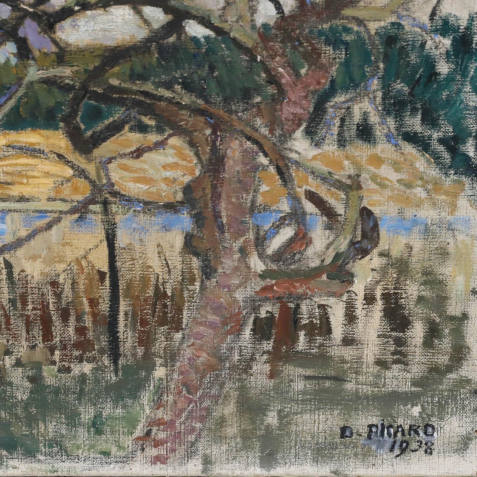 Dominique Picard French Mid 20th Century Oil, Fields Of Villeron photo vinterior