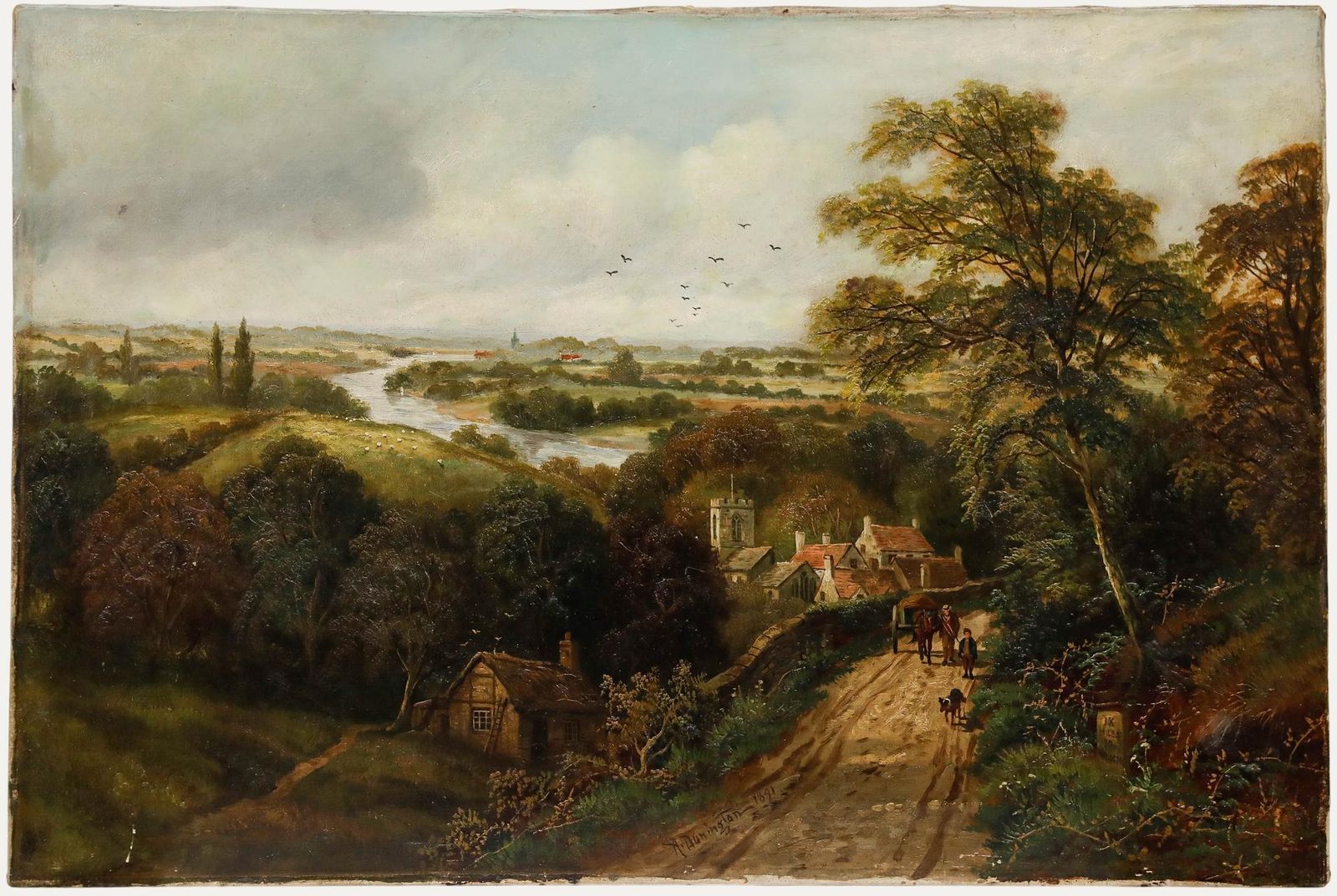 Albert Dunington (1860 1928) 1891 Oil, Nine Miles To Windsor