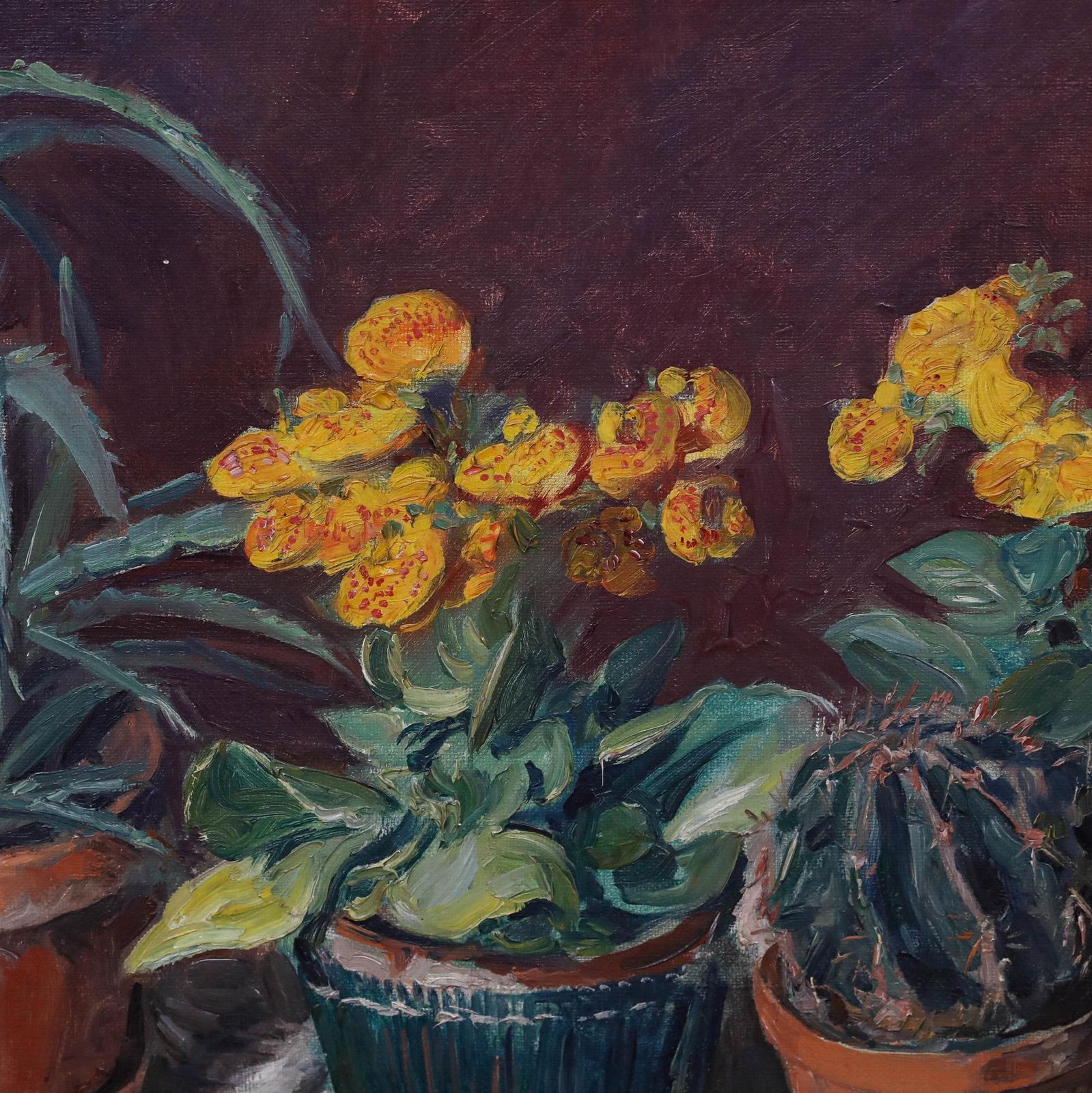 Kasper Klaus (1874 1941) Framed 1937 Oil, Still Life Of Potted Houseplants photo Art